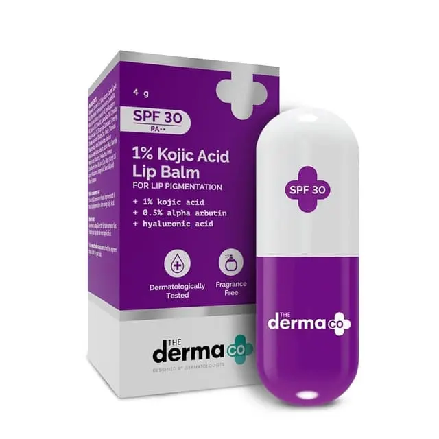 The Derma Co. 1% Kojic Acid Lip Balm SPF 30 PA++ With Alpha Arbutin & Hyaluronic Acid - 4g